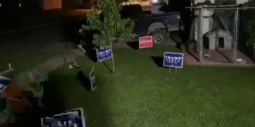 He had fun firing paintballs at trespassing Trump/Pence lawn sign thieves