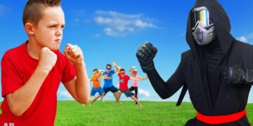 A Ninja Spy Tries to Take our Ninja Kidz Toys!