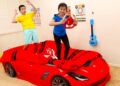 Jannie Pretend Play Driving Car Bed for Kids | Fun Videos for Children about Beds