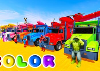 FUN LEARN COLORS TRUCKS AND PLANES w/ Superheroes for Children and Babies Nursery Rhymes