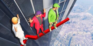 DEADLY BUILDING LEDGE CROSSING CHALLENGE! (GTA 5 Funny Moments)