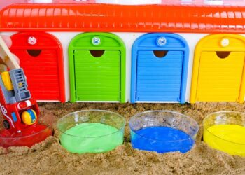 Teach Kids Spanish and English words with Painting Pororo Toy Car Fun!